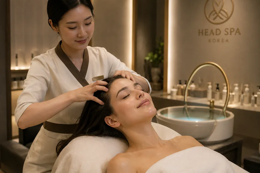 Premium Korean head spa scalp lifting treatment process